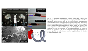 Rubbing Against Blood Clots Using Helical Robots: Modeling and In Vitro Experimental Validation